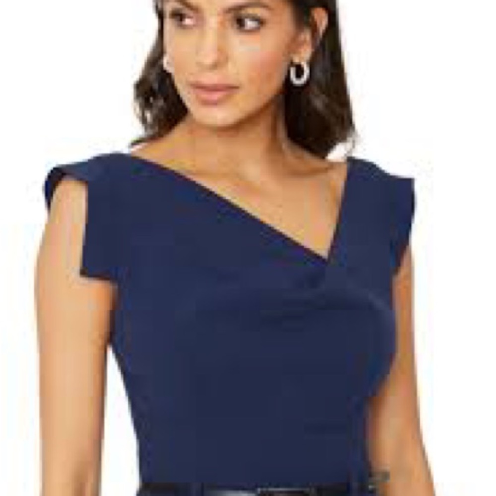 Navy blue BLACK HALO Cowl Neck mid length dress 💙
